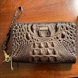 Brahmin Brown Crocodile Embossed Wristlet